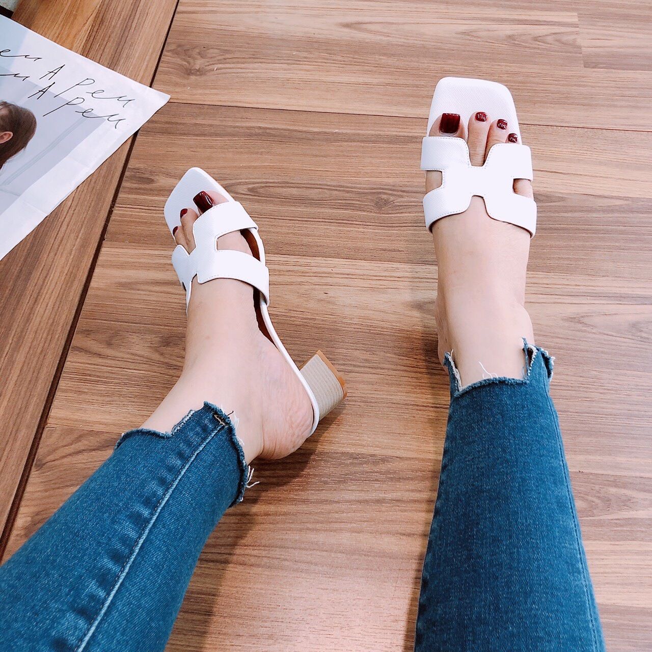 Guốc bản ngang ( H ) gót vuông 5p cực đẹp