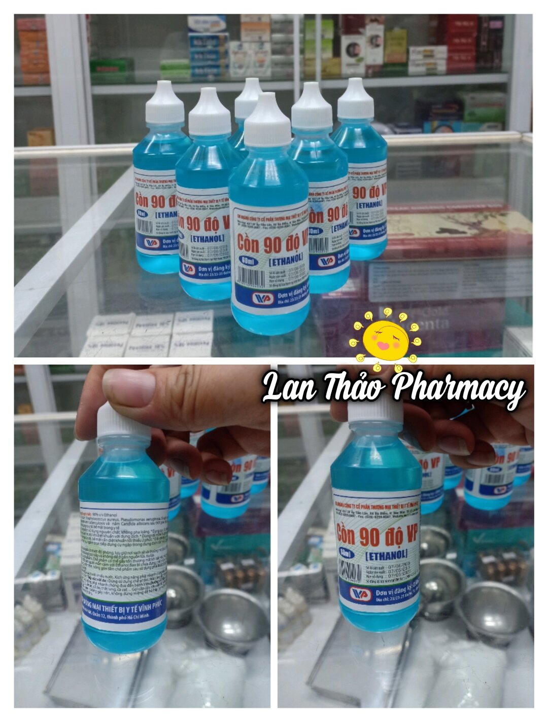 Dung dịch sát khuẩn cồn 90 độ vĩnh phúc chai 60ml