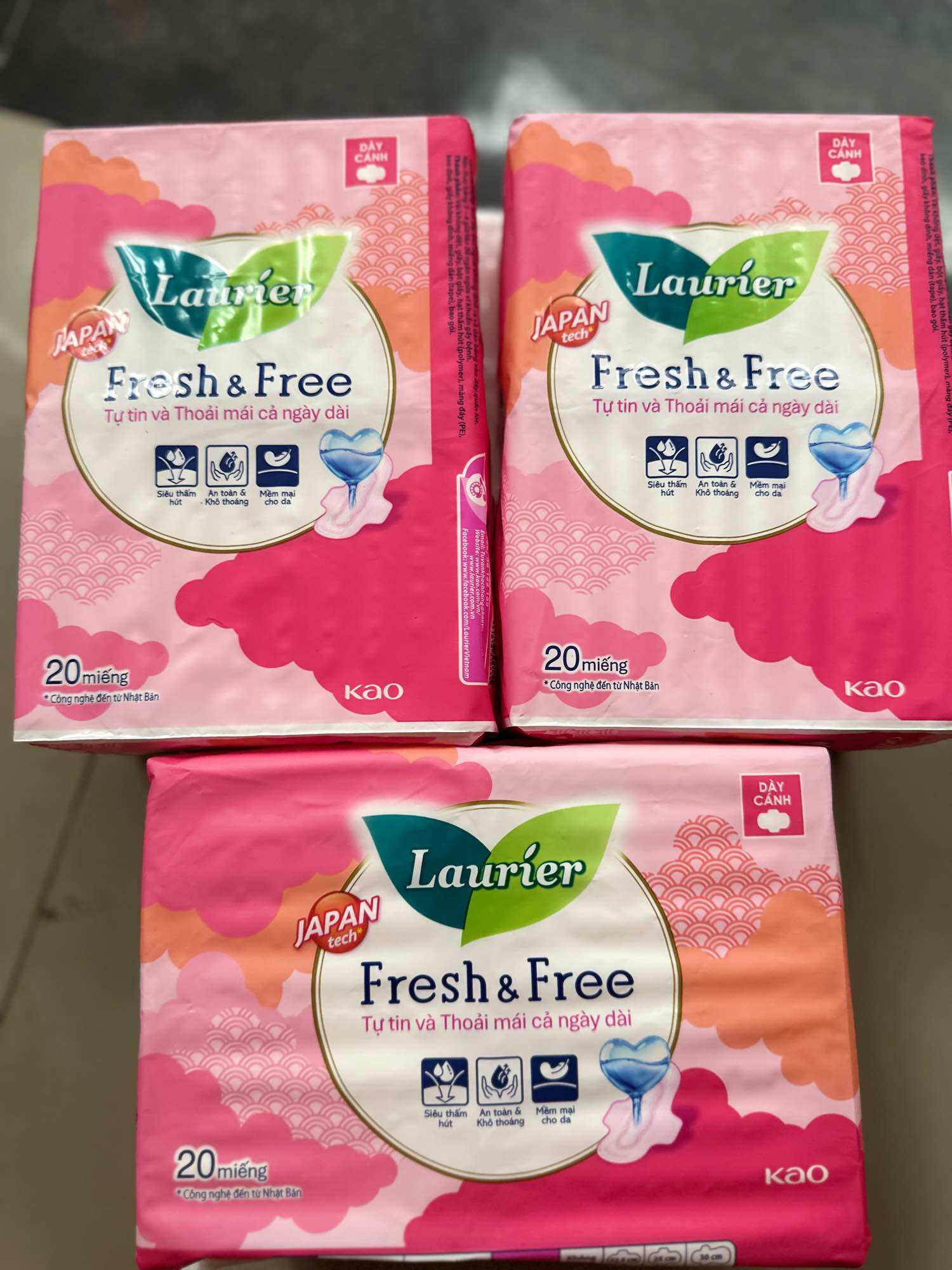 Combo of 3 Laurie Fresh&Free Sanitary Napkins (60 Pieces Day Combo)