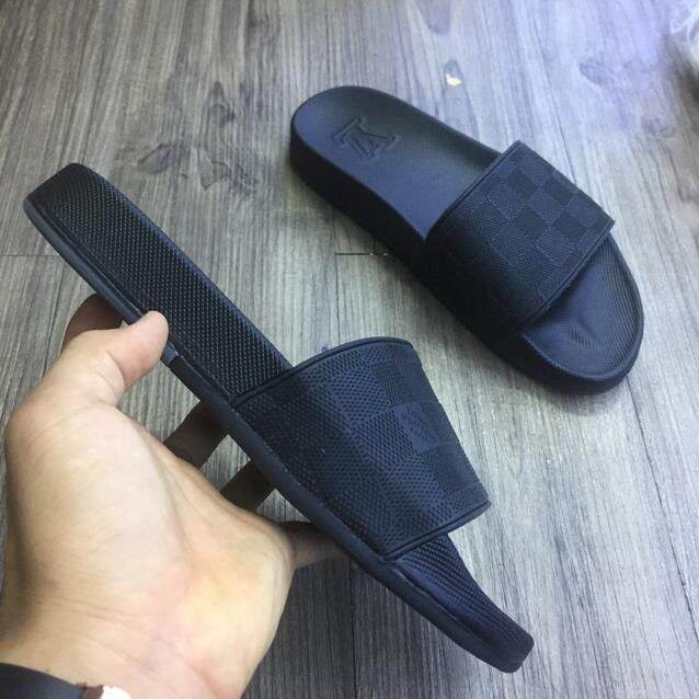 Dép Lê Kẻ Ô Vuông Đen