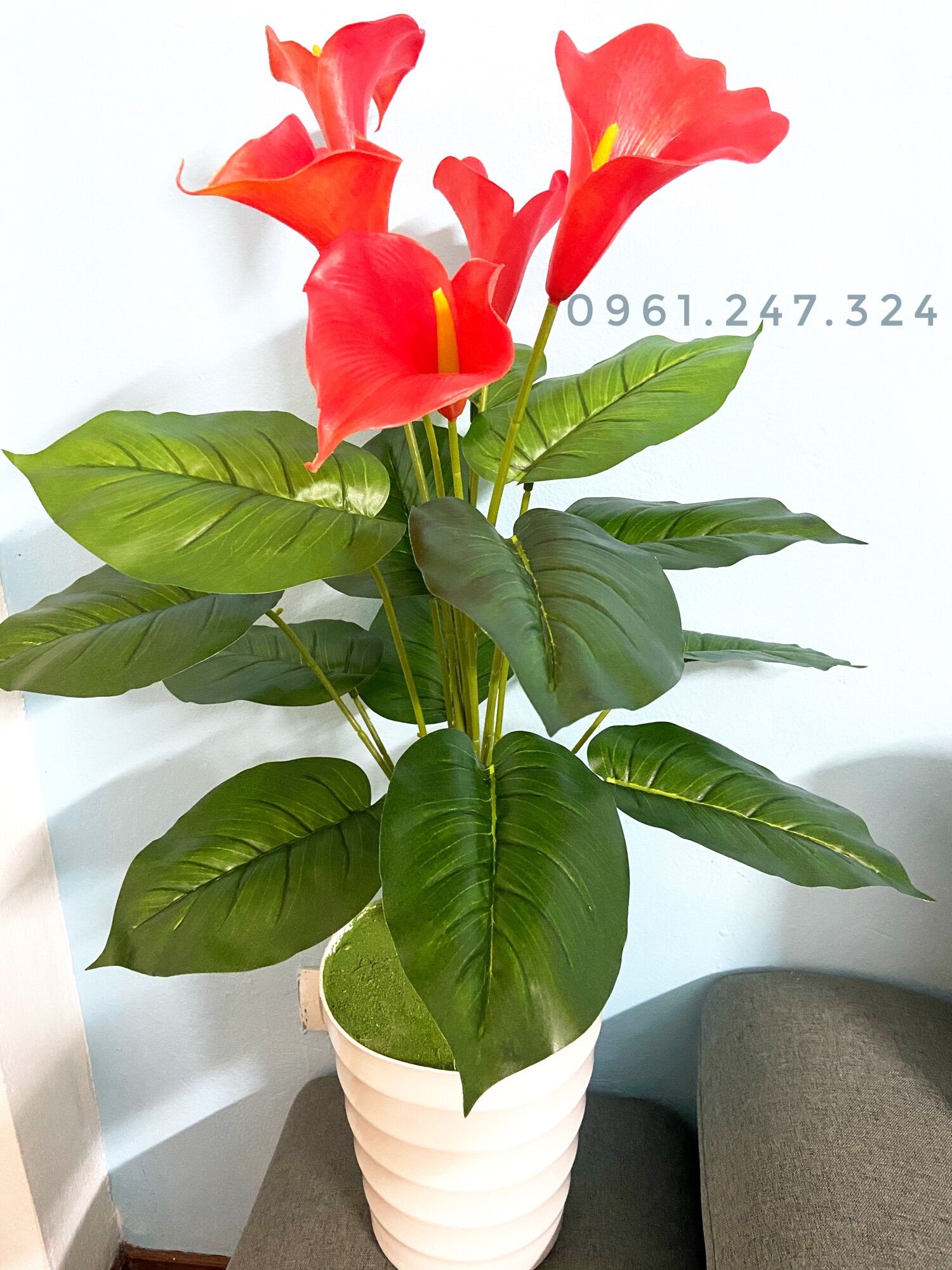 Cây giả - cây hoa rum đỏ 80cm