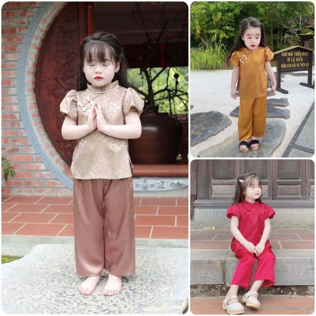 Set 45cm x 1m5 vải lụa gấm nâu và 50cm gấm trắng may bé làm thủ công (G1)