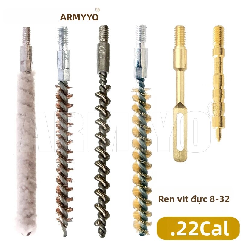 Bộ Dụng Cụ Vệ Sinh Ống Cứng Bằng Nylon Armiyo Bronze Với Que Bông, Dụng Cụ Kéo Ống Bằng Đồng Thau 4mm/5mm, Đầu Đồng Thau Cho Cỡ .17Cal ~ 12GA - 7