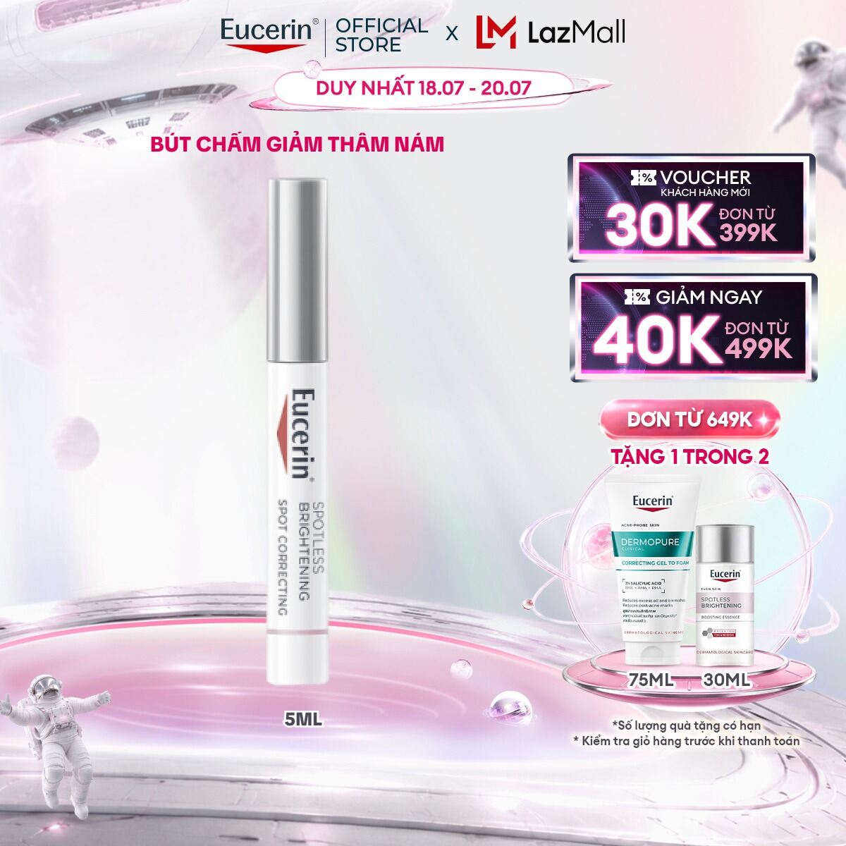 Bút Chấm Giảm Thâm Nám & Đốm Nâu Eucerin Spotless Brightening Spot Corrector 5ml