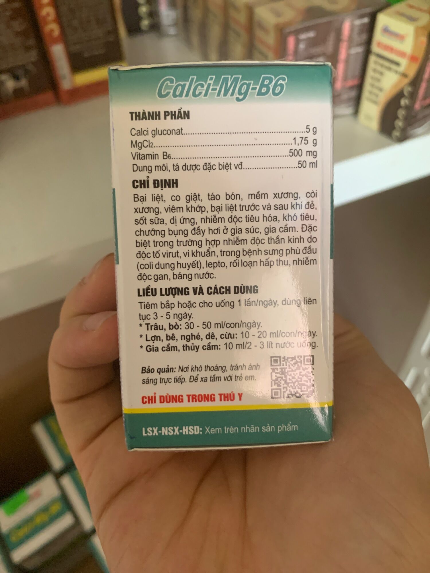 Canxi -Mg-B6 dùng trong thú y 50ml (xả lỗ ạ)