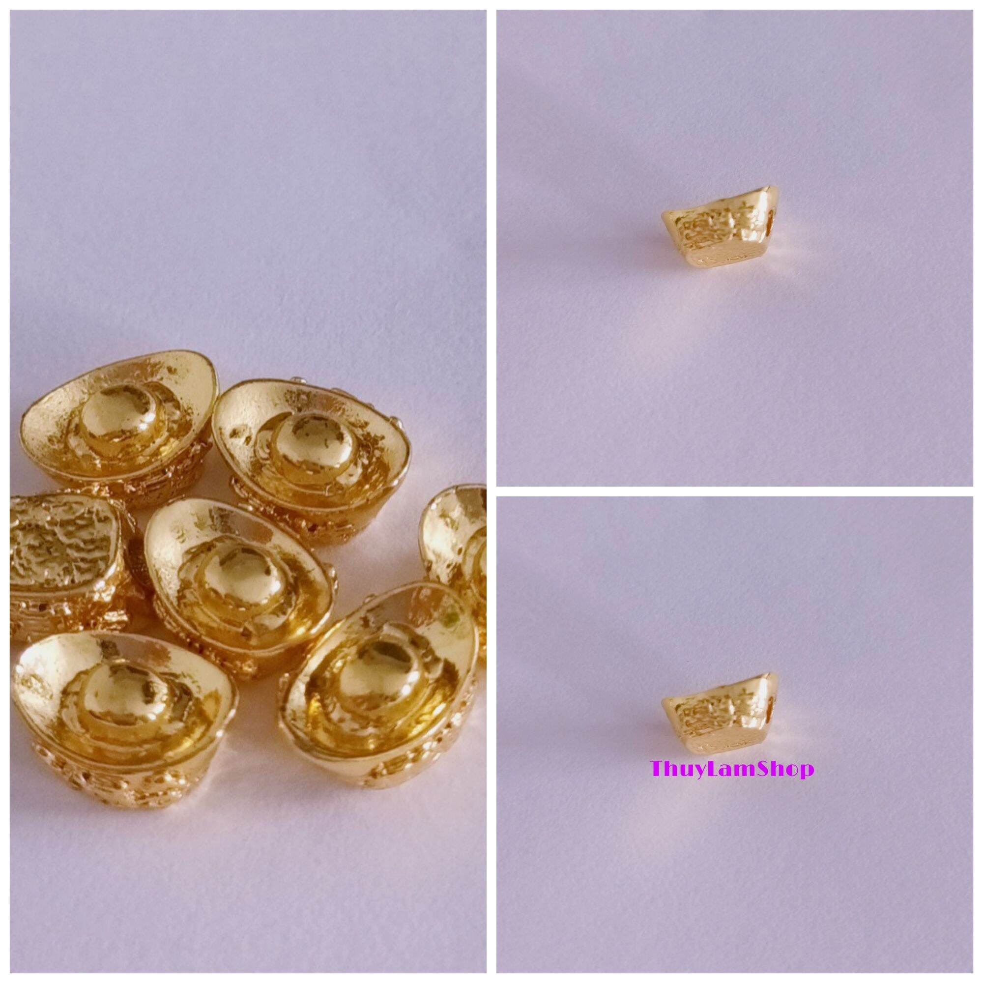 Charm thỏi vàng titan chạm chữ lộc chiêu tài chiêu lộc làm vòng phong thủy