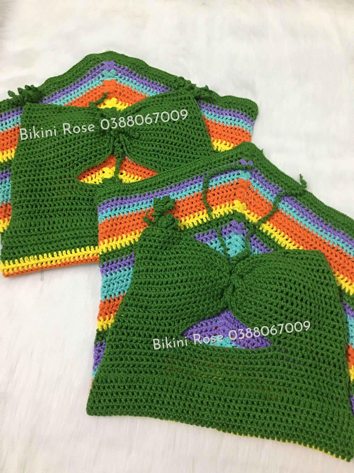 ĐẦM LIỀN LEN MÓC MÀU XANH