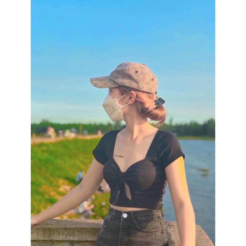 ÁO CROPTOP CỘT NƠ CÓ MÚT NGỰC N2