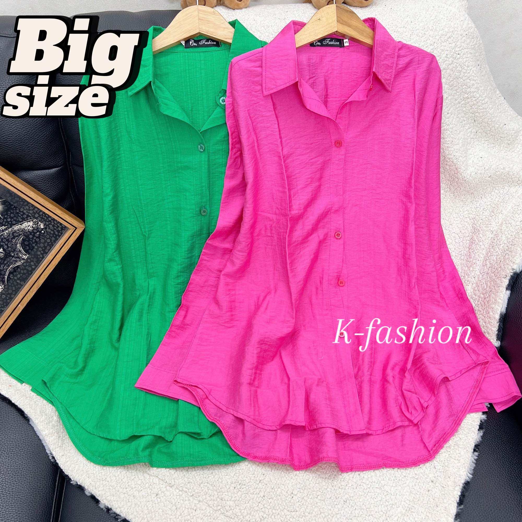 Áo sơ mi nữ big size 45-90kg mềm mịn mát áo sơ mi nữ màu hồng áo sơ mi nữ màu xanh. Cotton thái đũi.