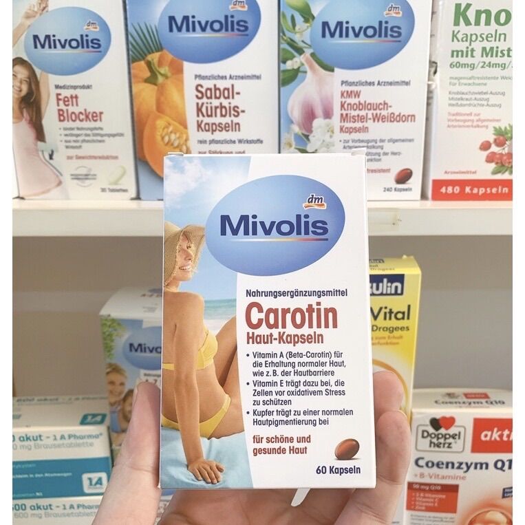 Viên chống nắng Carotin Mivolis - Hộp 60viên - Hàng nội địa Đức