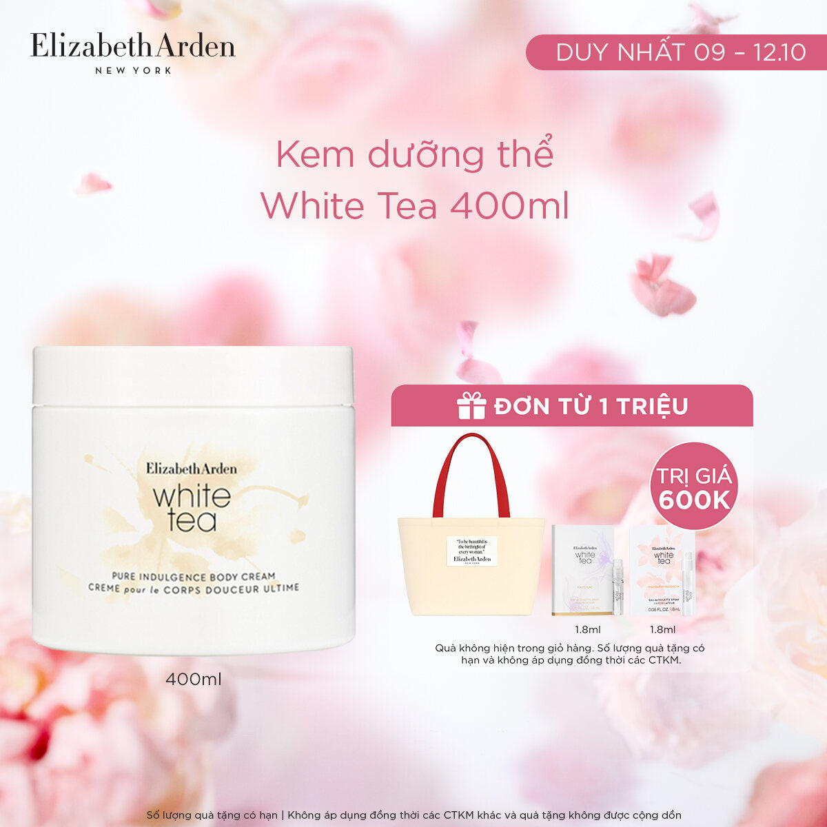 Kem dưỡng thể Elizabeth Arden White Tea Pure Indulgence Body Cream 400ml