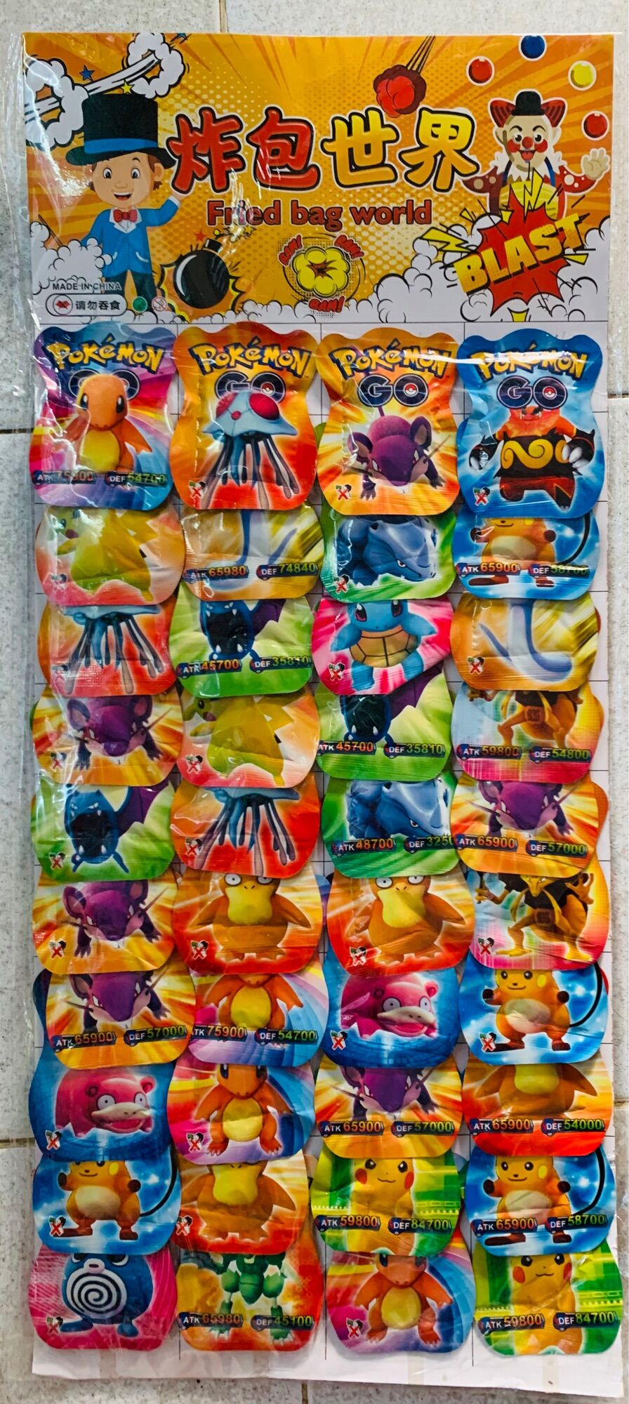 Vỉ 40 quả pháo dẫm pokemon