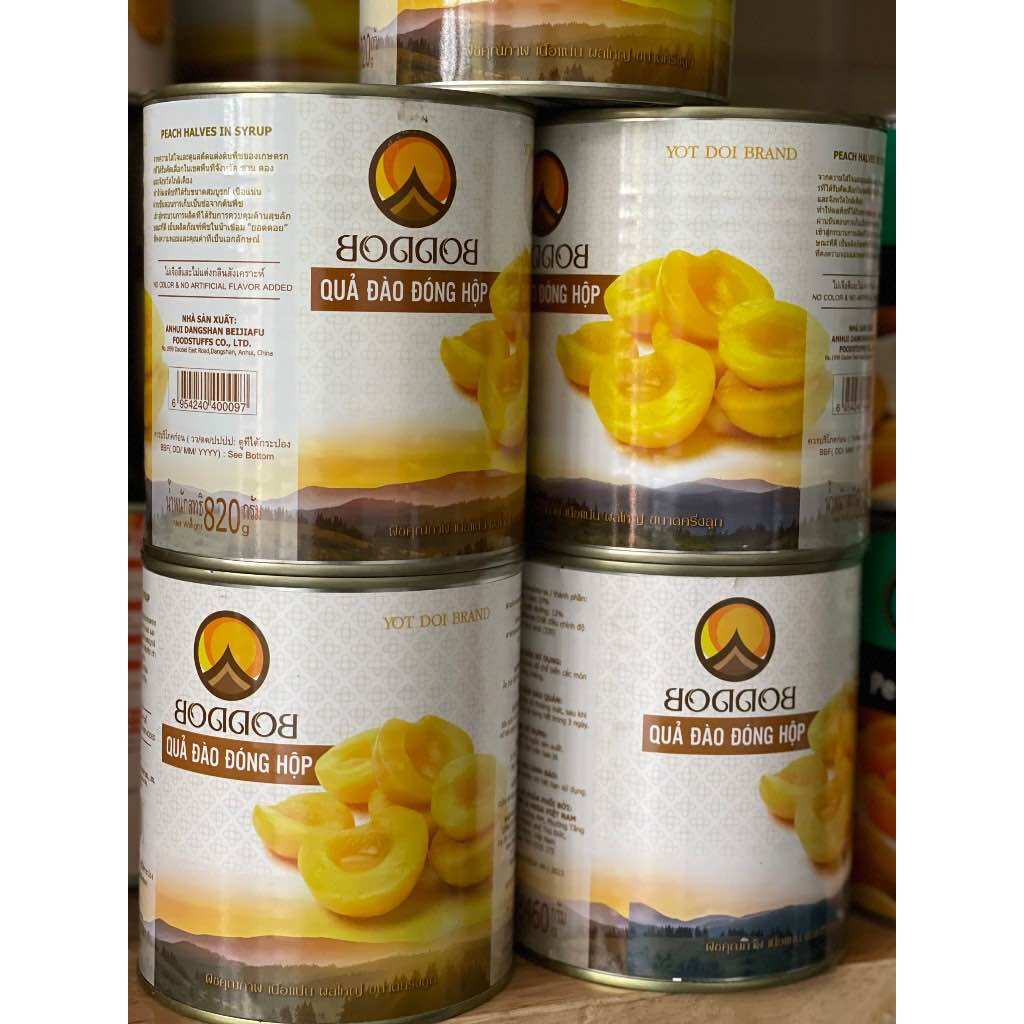 Đào ngâm Boddob Thái lan hộp 820g