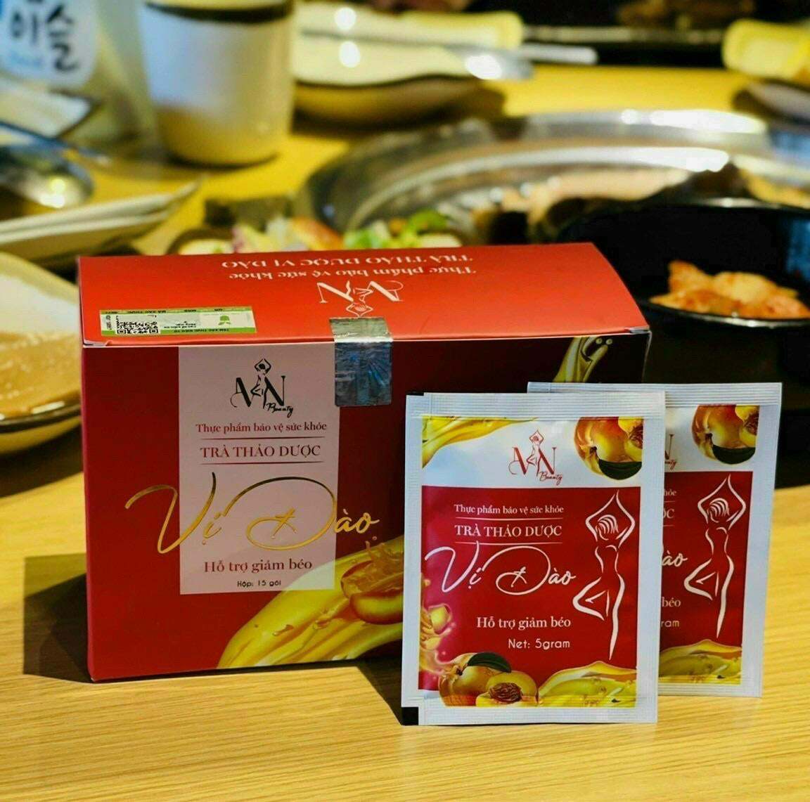 Trà giảm cân vị đào tặng detox rau củ