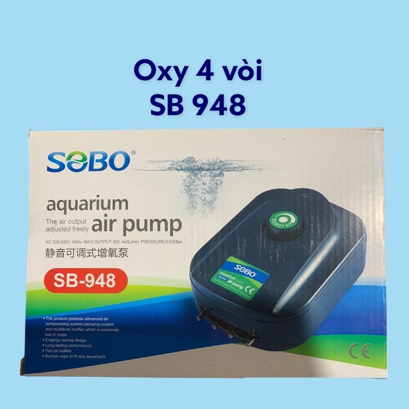 Máy Sủi Khí Oxi 4 Vòi 948 ( TẶNG KÈM 4M DÂY OXI VÀ 4 CỤC SỦI )