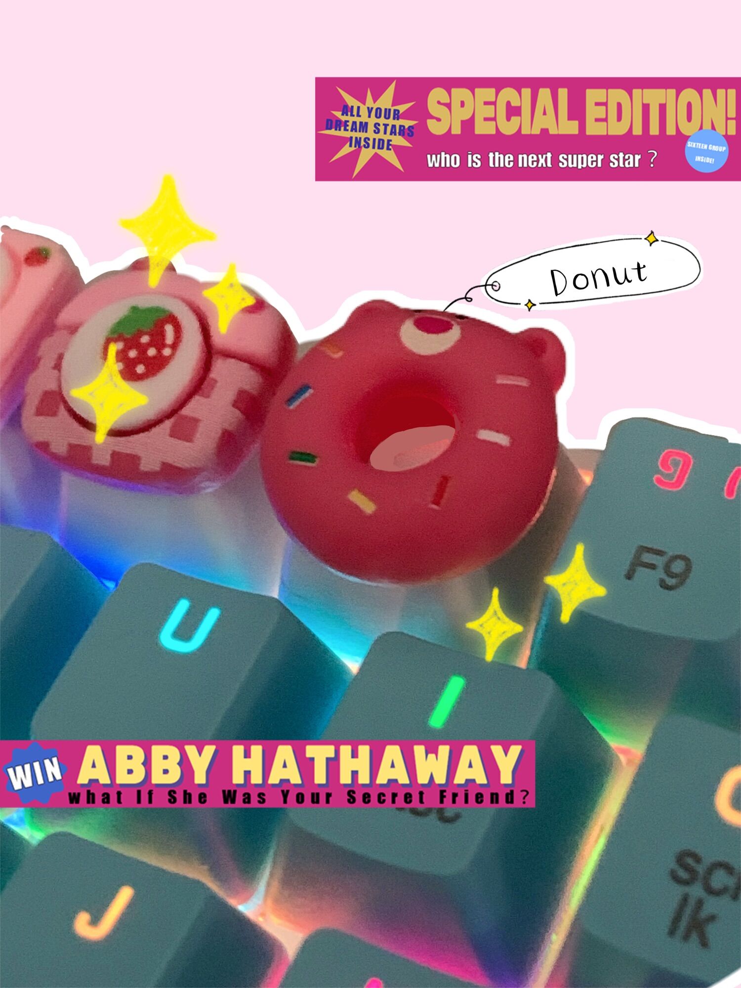 Keycap Abs doubleshot (OEM) gấu dâu Losto dễ thương