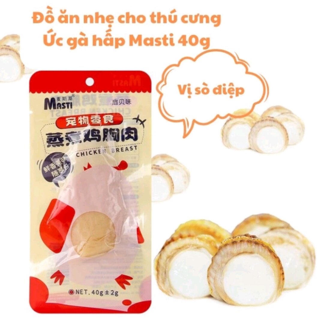 Ức gà hấp Masti cho chó mèo ăn liền thơm ngon,dinh dưỡng.