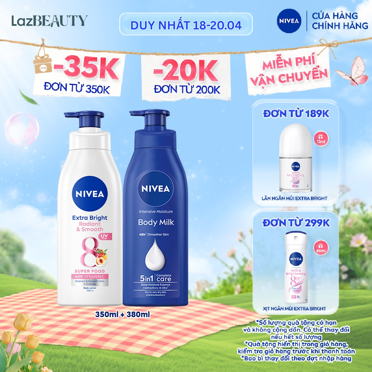 Bộ 2 Sữa Dưỡng Thể NIVEA Dưỡng Ẩm | Mịn Da | Trắng Da (350 ml+380 ml) - 98413+98940