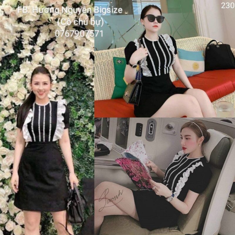 60-85kg bigsize đầm tiểu thư chạy viền giá rẻ