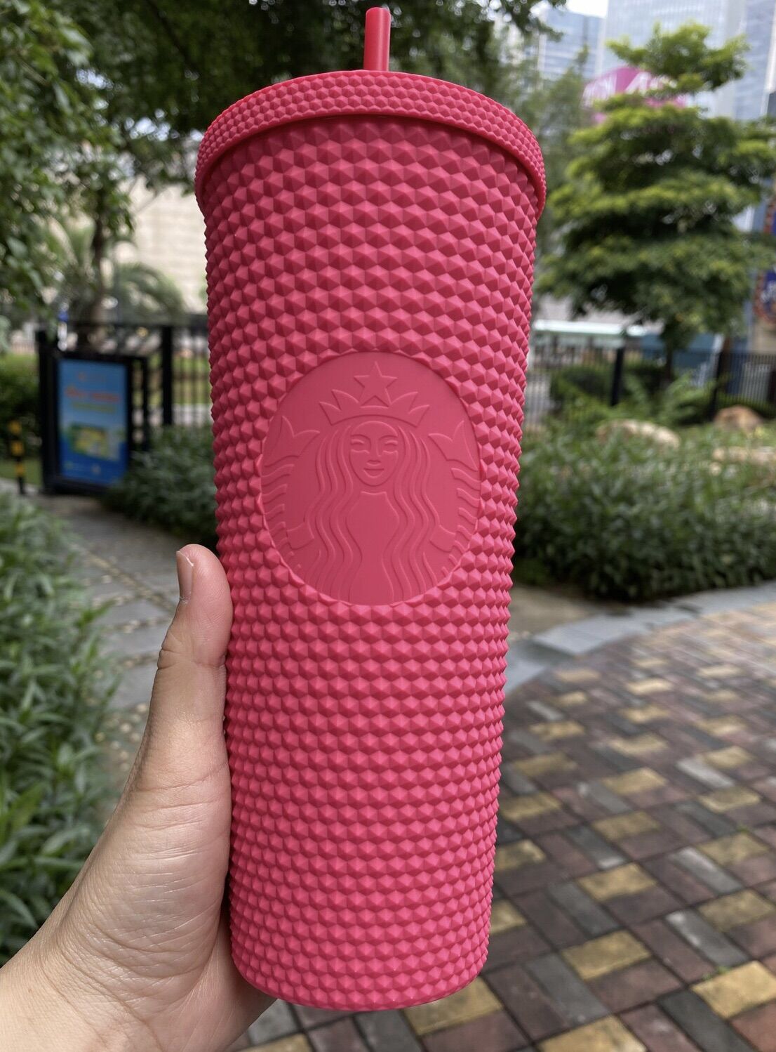 LY STARBUCKS STUDDED BLING RUBY PINK
