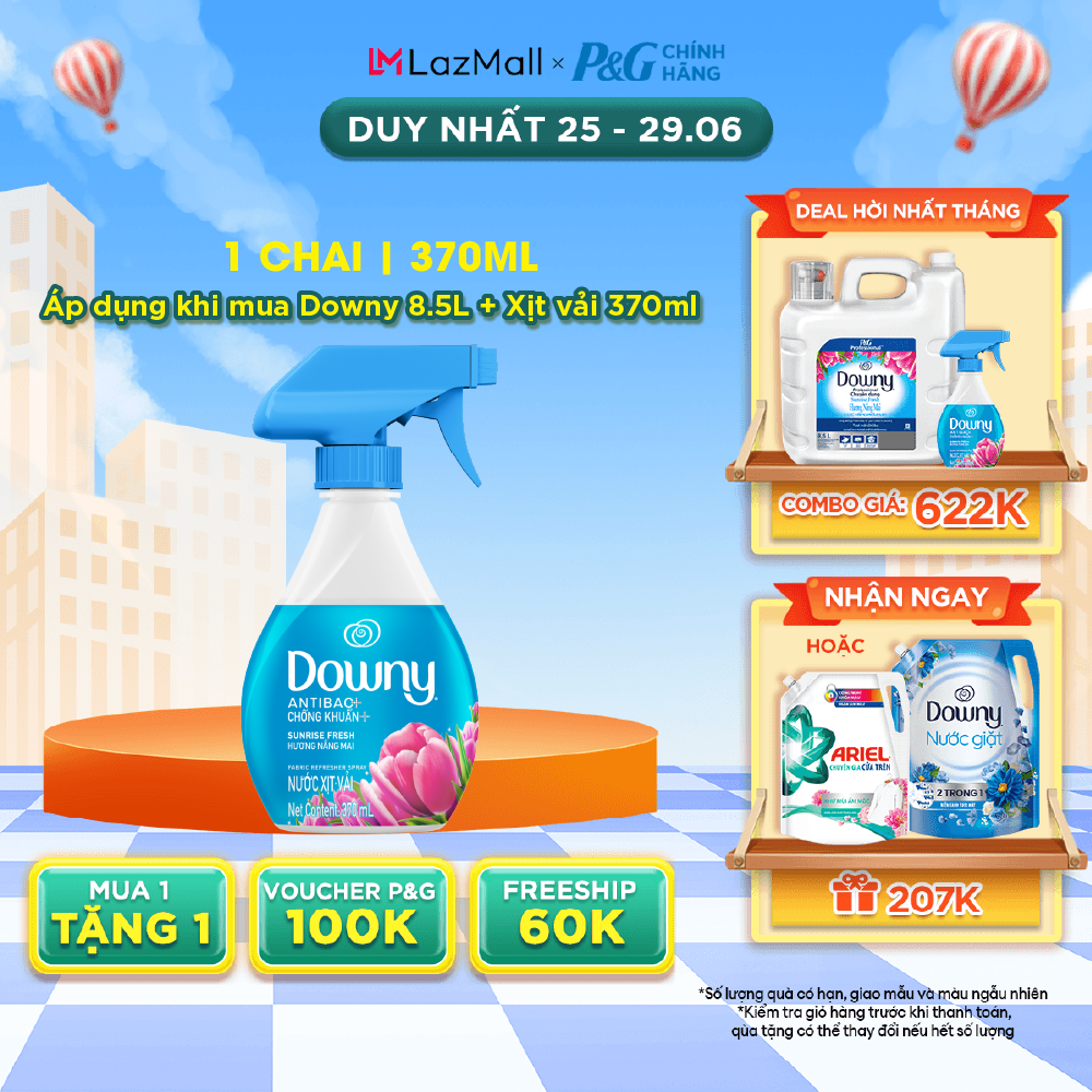 Xịt Vải DOWNY Khử Mùi Và Chống Khuẩn Hương Nước Hoa Chai 370ml