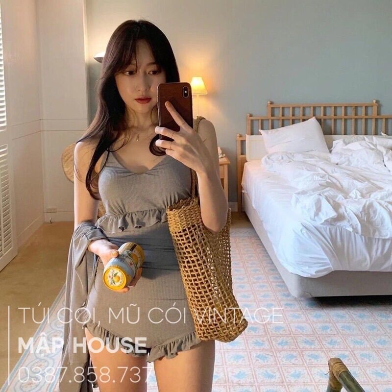 Túi cói đi biển đan thưa size lớn tha hồ đựng đồ