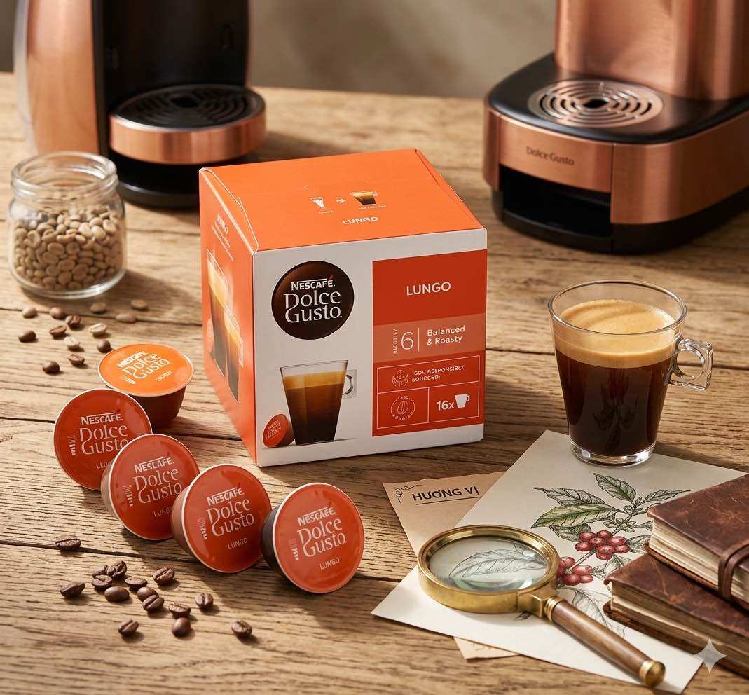Hộp 16 viên nén nescafe dolce gusto vị lungo 100% arabica