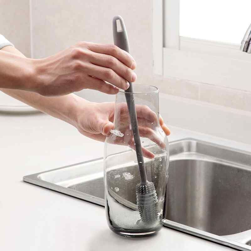 Cọ rửa vệ sinh ly cốc, bình sữa silicon cán dài