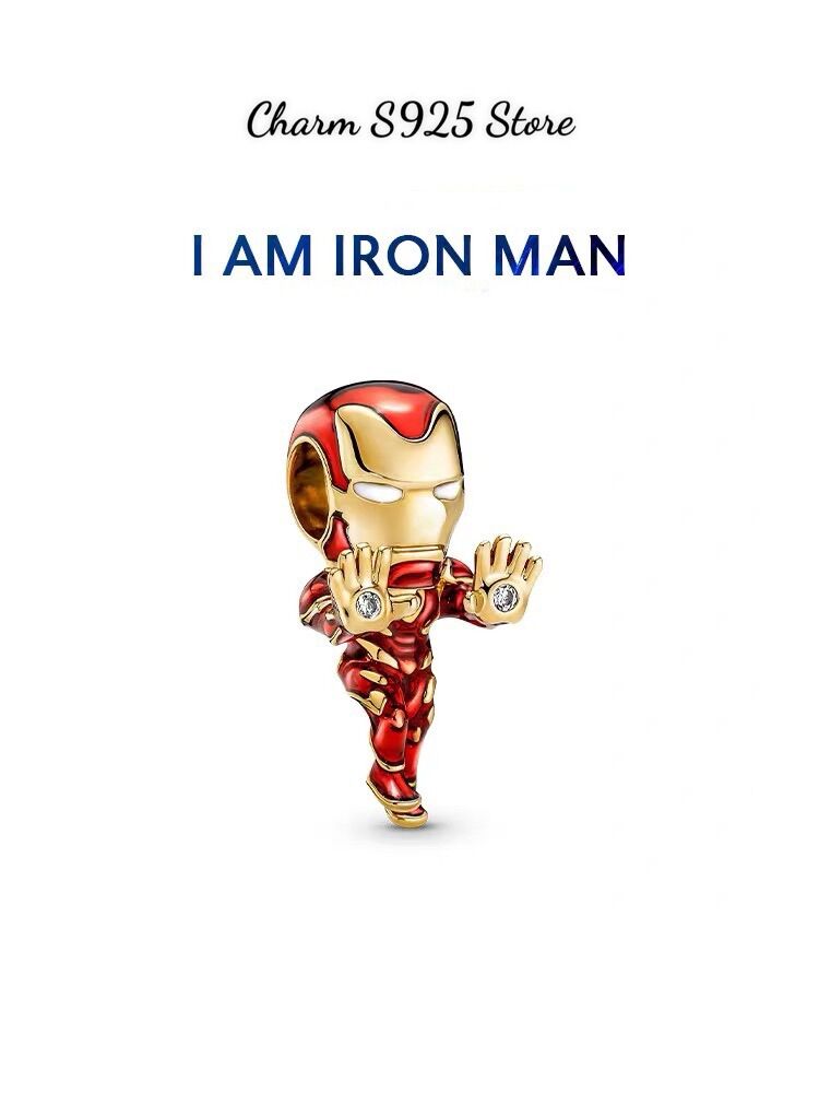 Charm pan ale marvel iron man bạc s925 cao cấp