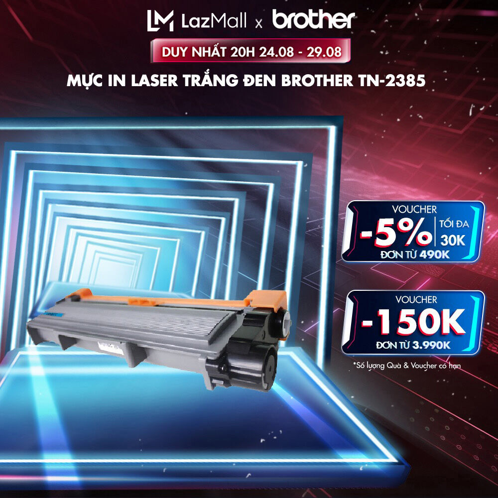Mực in laser trắng đen Brother TN-2385 cho máy in HL-L2321D/2361DN/2366DW/DCP-L2520D/MFC-L2701D/2701DW