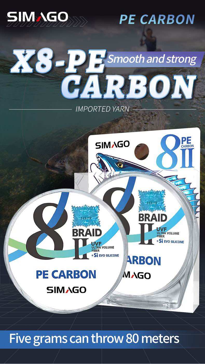 Thẻo dù pe carbon braid 20m simago chính hãng cao cấp