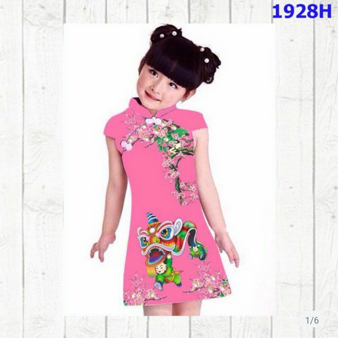 Đầm Xòe Diện Tết Dễ Thương Cho Bé Gái - M58