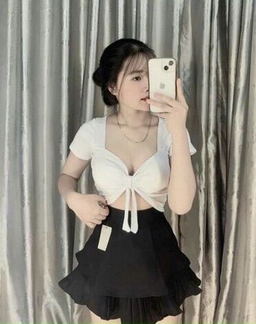 STYLE # ÁO CROPTOP CỘT NƠ TRƯỚC CHẤT BORIP ĐẸP FROM DƯỚI 50KG