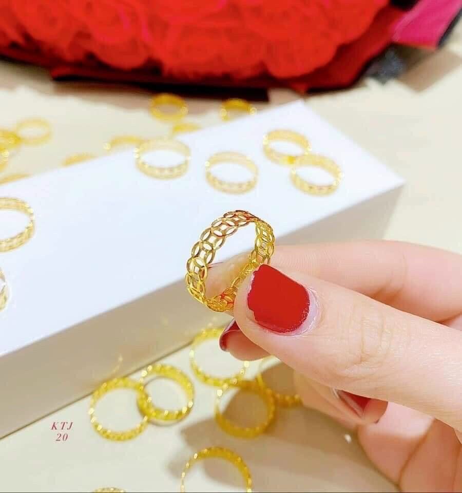 Nhẫn kim tiền mạ vàng 18k bản dày cực đẹp
