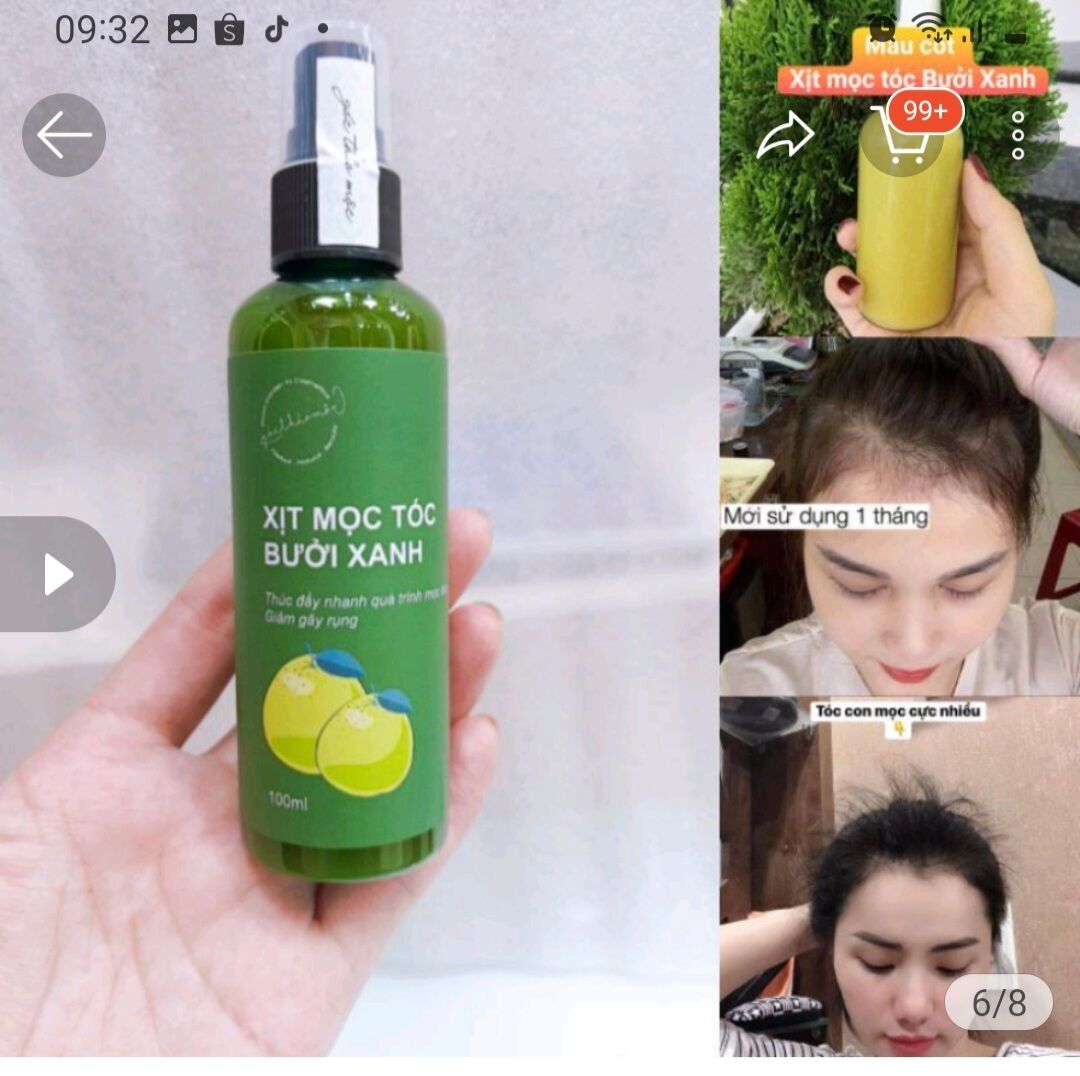Xịt Mọc tóc Bưởi Xanh gốc thảo mộc chai 100ml