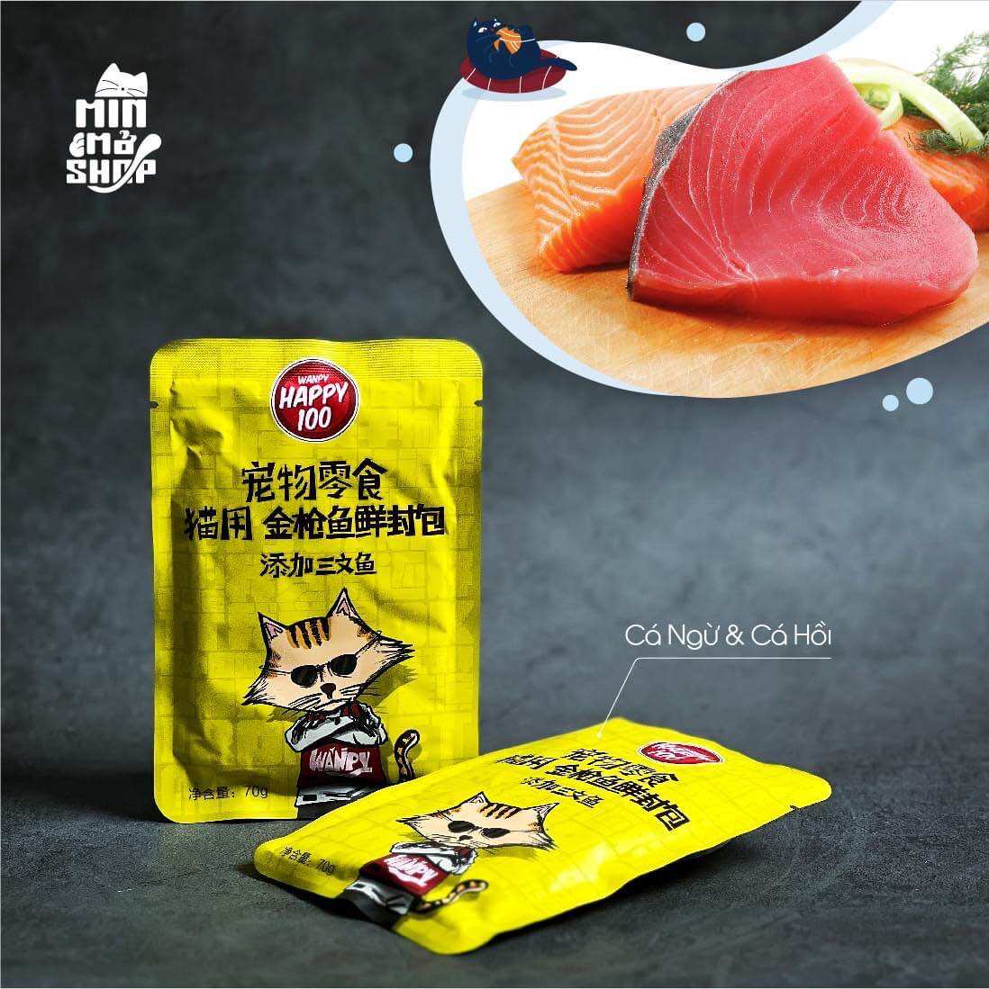 (Combo 10-20-30)Pate Wanpy Happy 100 cho mèo gói 70g