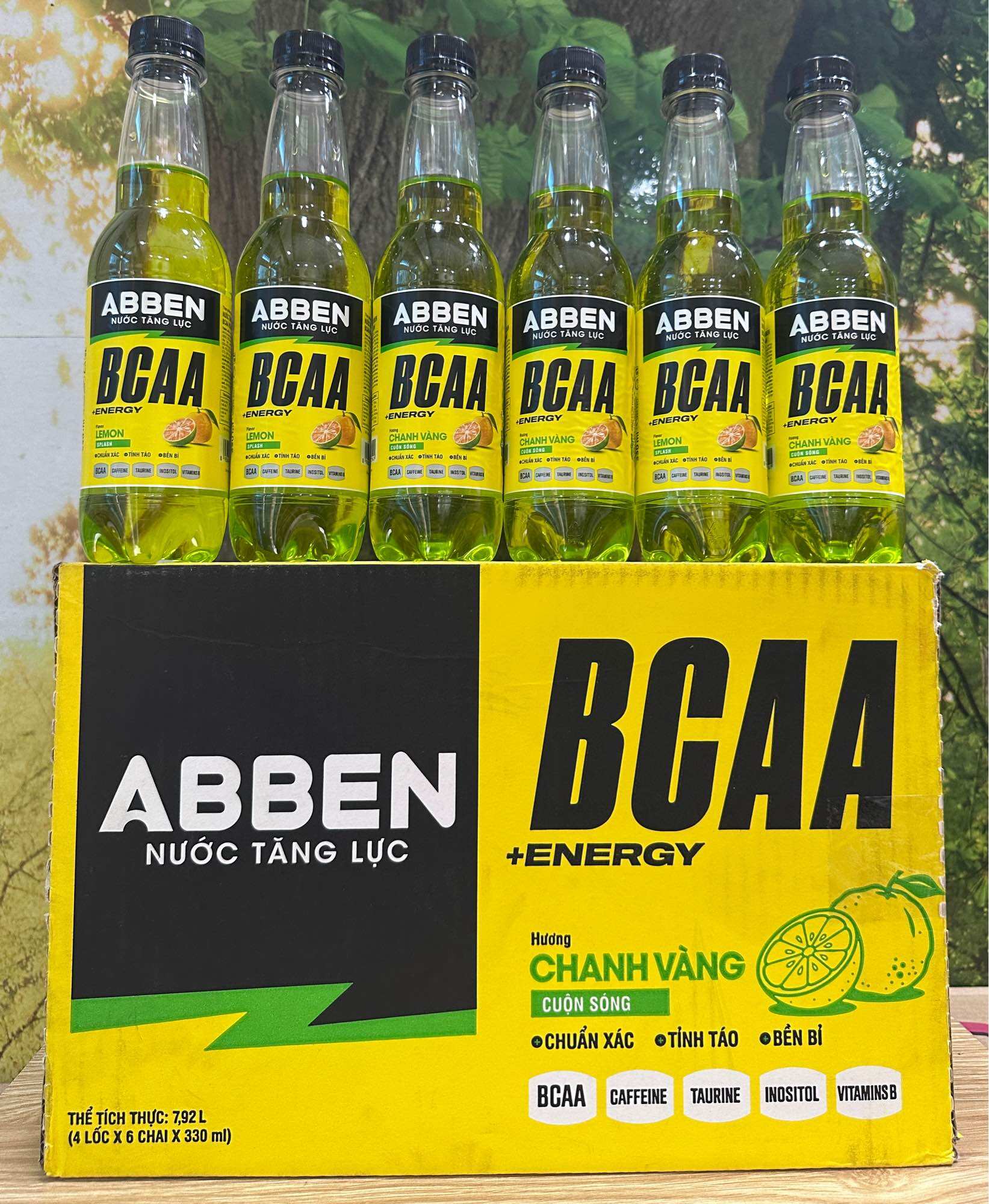1 Thùng Nước tăng lực Abben vị Chanh Vàng /24 Chai *330ml