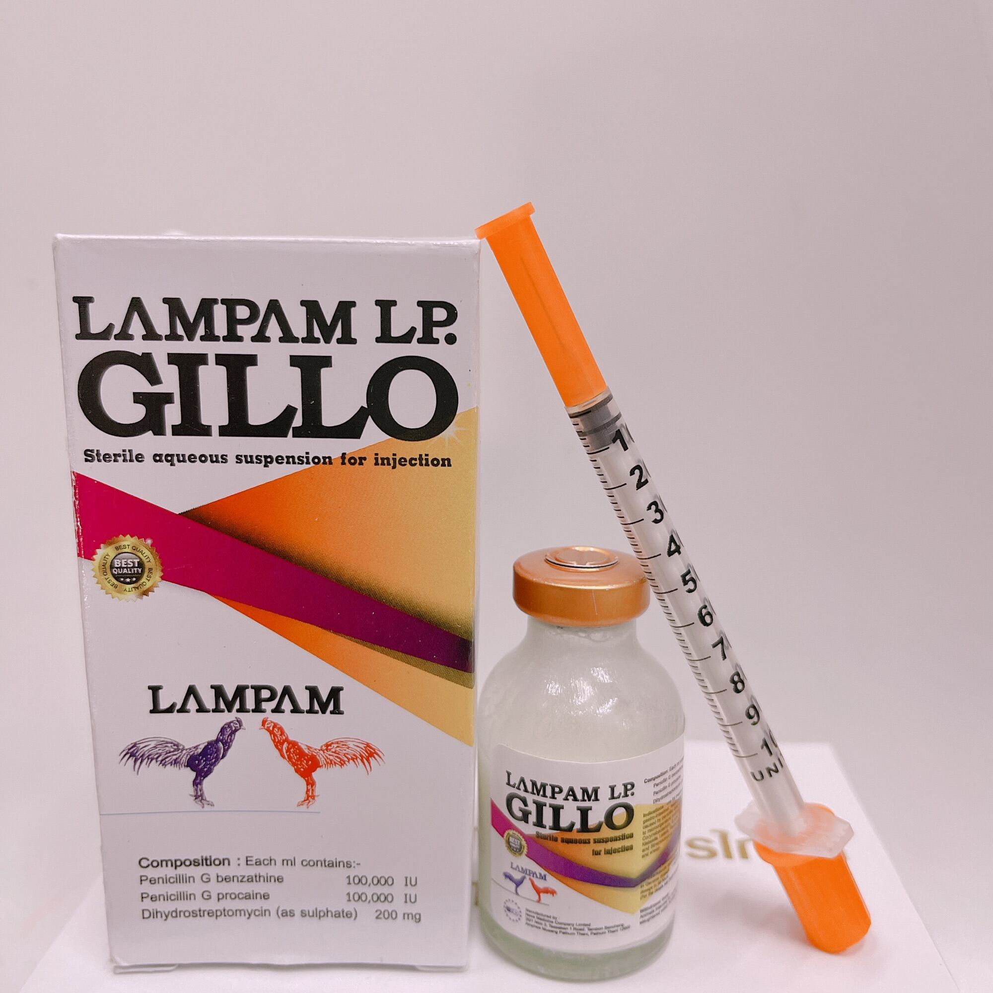 Gillo Lampam 20ml- thuốc trị bách bệnh cho gà đá nhập khẩu chính hãng Thái Lan- tặng kèm kim tiêm
