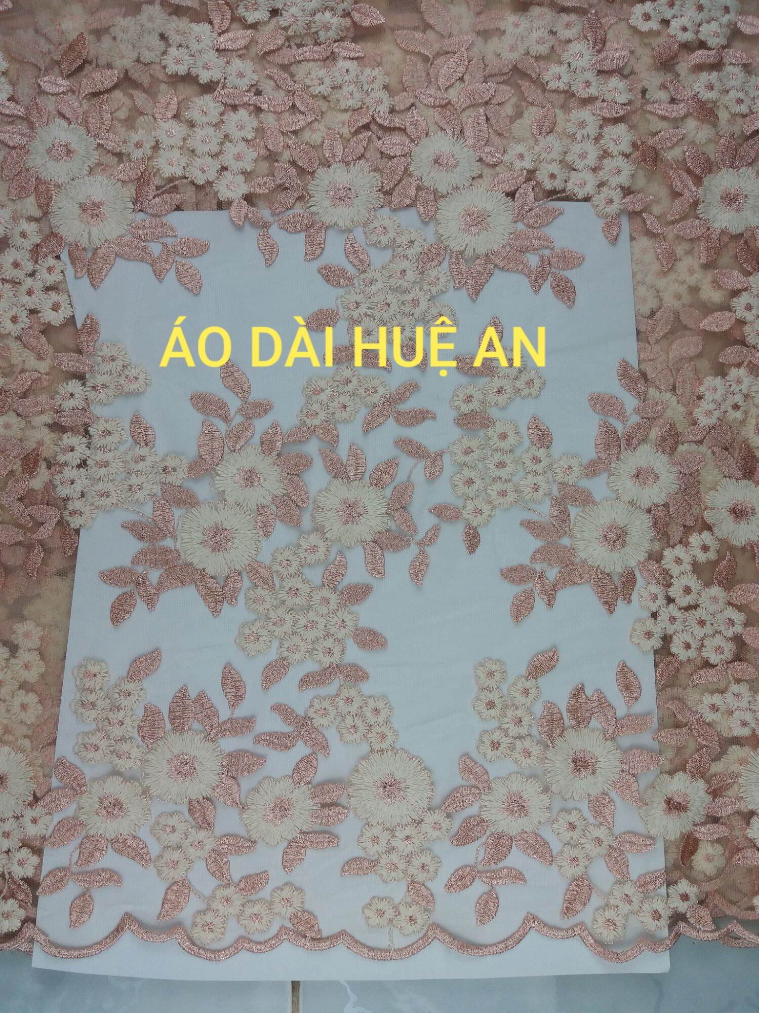 Ren lưới thêu chỉ cotton và chỉ kim tuyến may áo dài, váy đầm, áo ngắn,...
