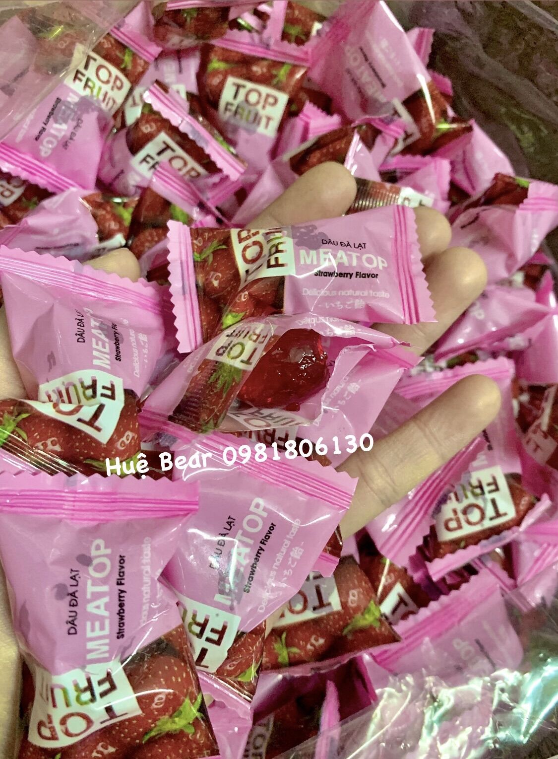 500g kẹo dẻo top fruit vị dâu tây