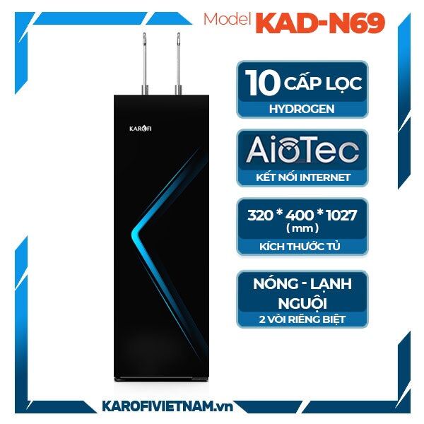 Máy lọc nước nóng lạnh Karofi KAD-N69 - Tủ đứng, Việt Nam, 320x400x1027mm, 33kg