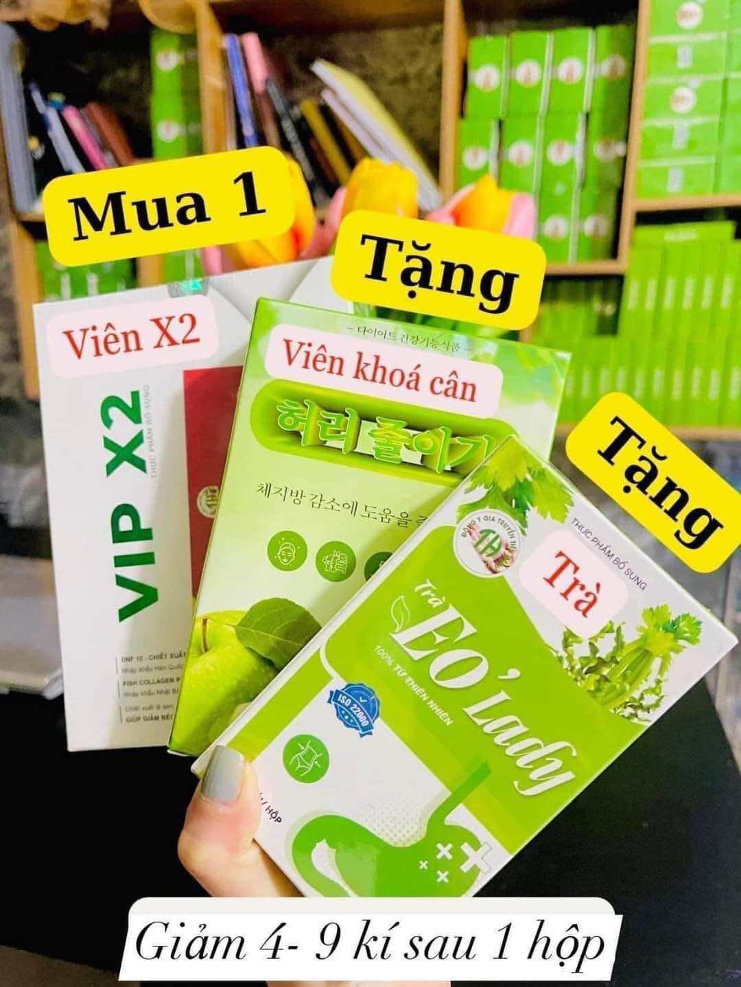 Combo Vipx2 tiến hạnh 30 ngày và 2 hộp EO LADY 14 gói giảm bụng giảm cân