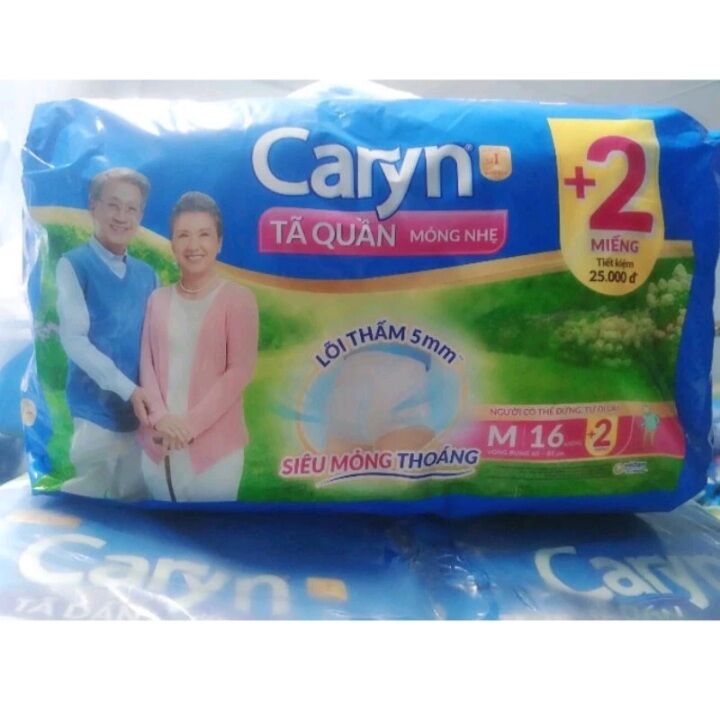 [ Tặng 2 miếng ] Tã quần người già Caryn M16 miếng loại mỏng nhẹ