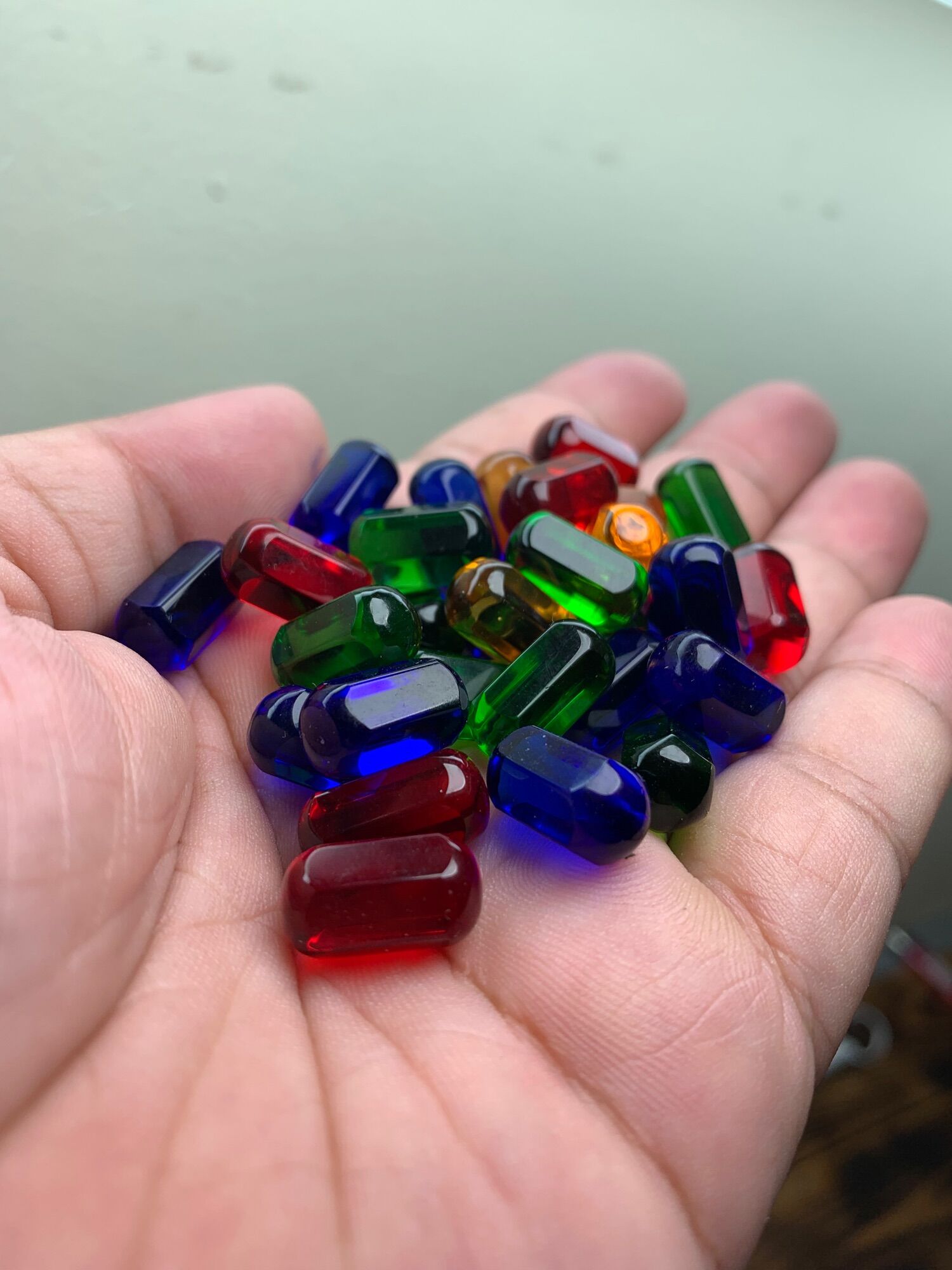 Bi thuỷ tinh lục lăng 7/8/9 x 12mm trong suốt