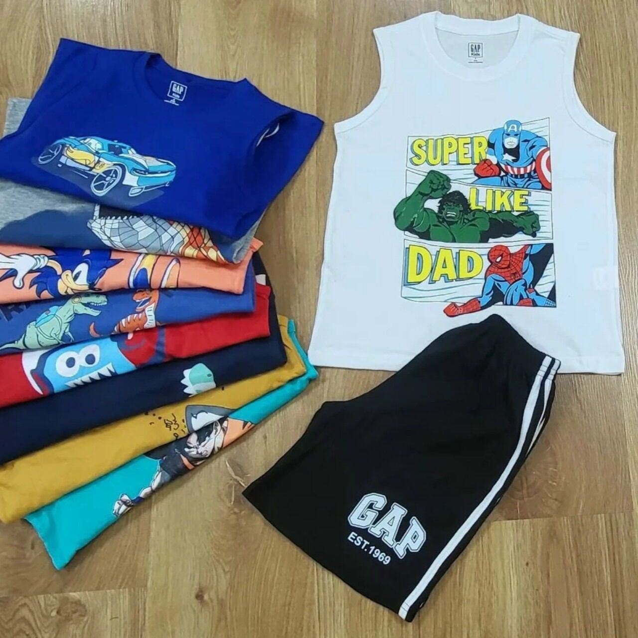 Bộ ba lỗ cotton bé trai size đại
