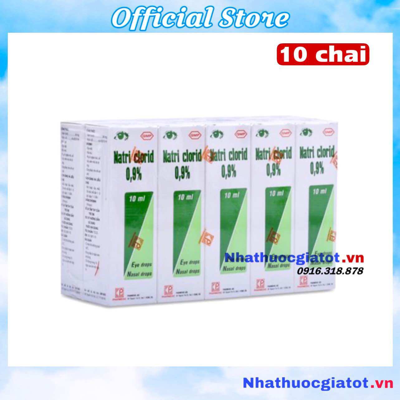 Lốc 10 chai nước muối nhỏ mắt natri clorid 0.9% pharmedic