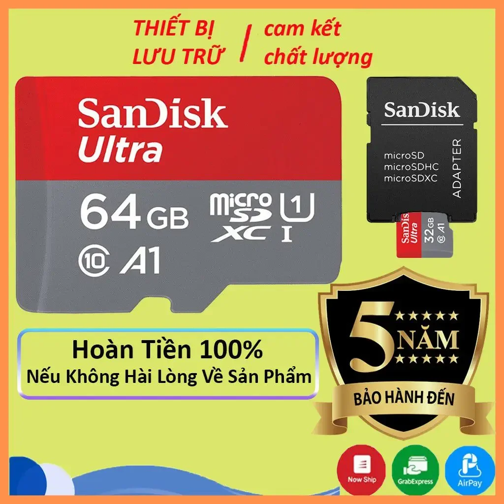 Thẻ Nhớ SanDiskMicroSD 64GB 32GB 16GB Ultra Class 10 Chính Hãng 667x 100MB/s Bảo Hành 5 Năm