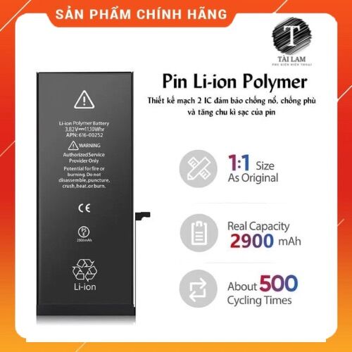Pin ip 5, 5s, 5c, 6, 6p, 6s, 6sp, 7, 7p, 8, 8p mới 100% bảo hành 12 tháng tặng kèm siu dán pin