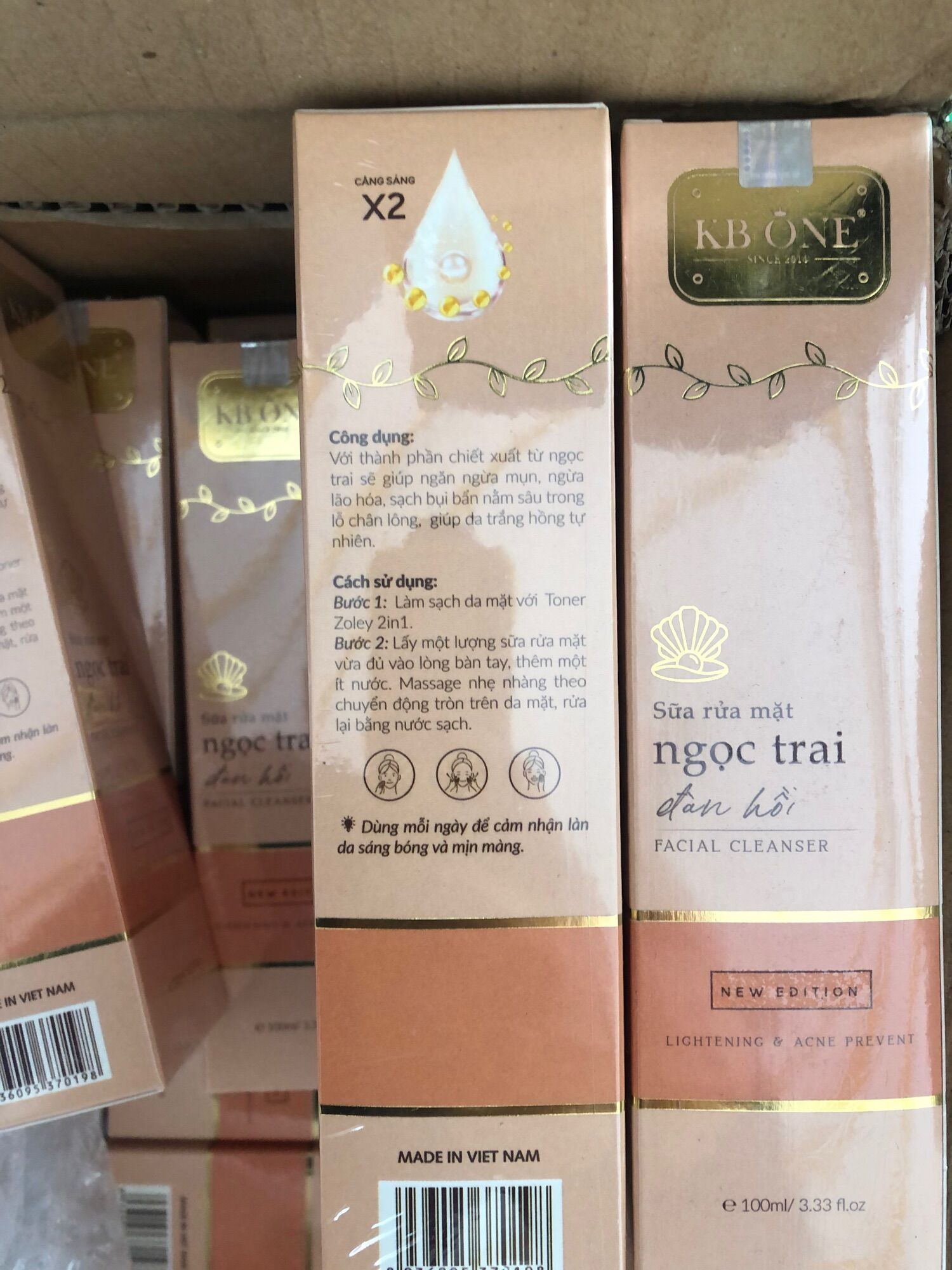 sưa rưa măt ngoc trai đàn hồi kb one mẫu mới 100ml