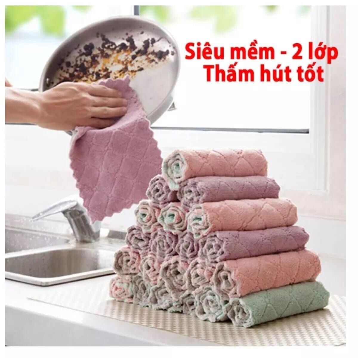 💕 Combo 10 Khăn Lau Nhà Bếp, Lau Bát Đĩa, Siêu Thấm Đa Năng Tiện Dụng